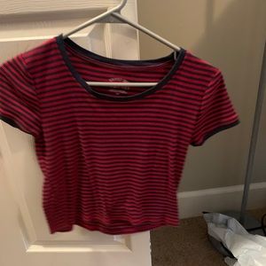 Red and blue striped tee